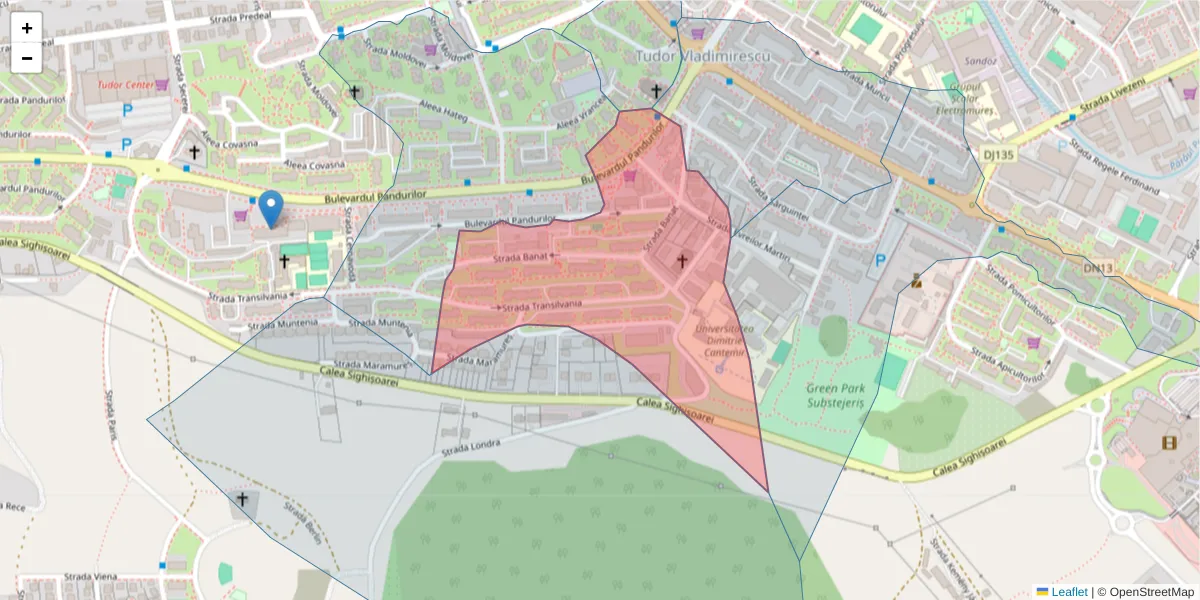 Hartă a codului poștal  și a codurilor poștale învecinate