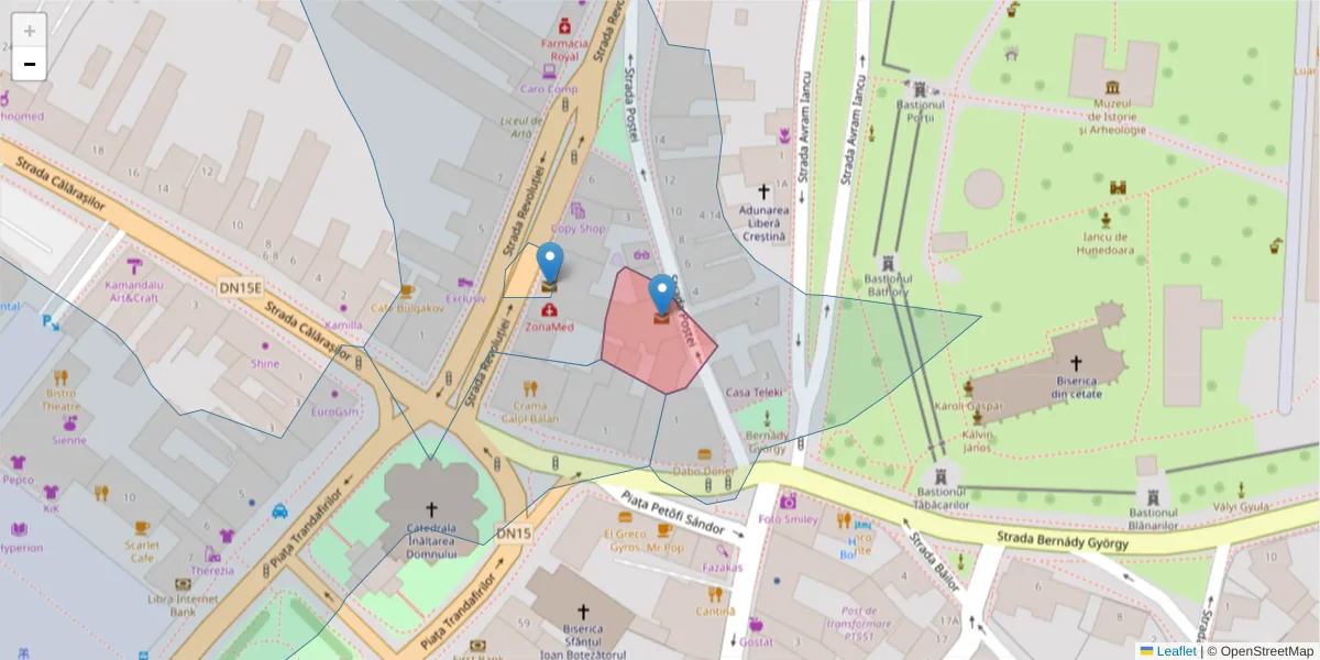 Hartă a codului poștal  și a codurilor poștale învecinate