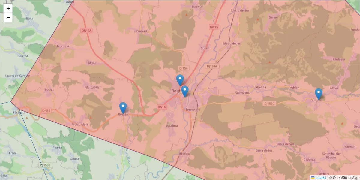 Hartă a codului poștal  și a codurilor poștale învecinate