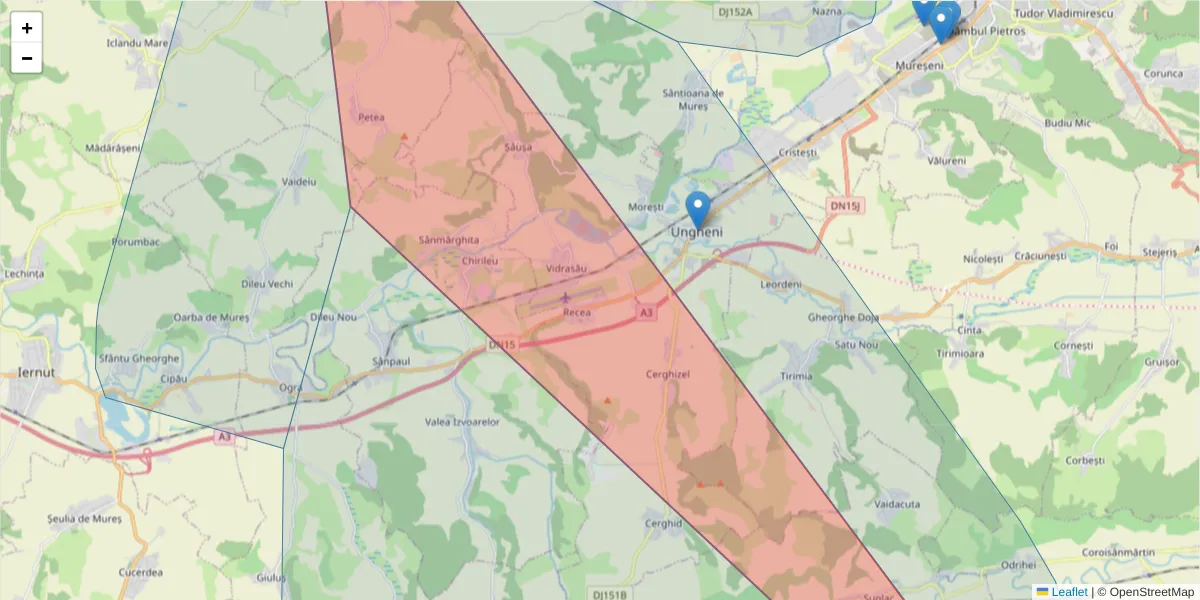 Hartă a codului poștal  și a codurilor poștale învecinate