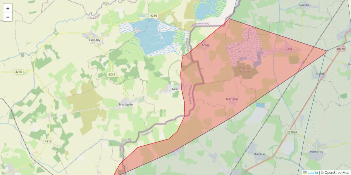 Hartă a codului poștal  și a codurilor poștale învecinate