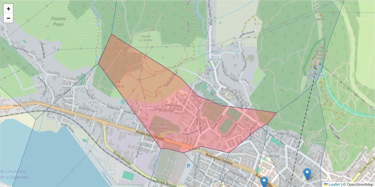 Hartă a codului poștal  și a codurilor poștale învecinate