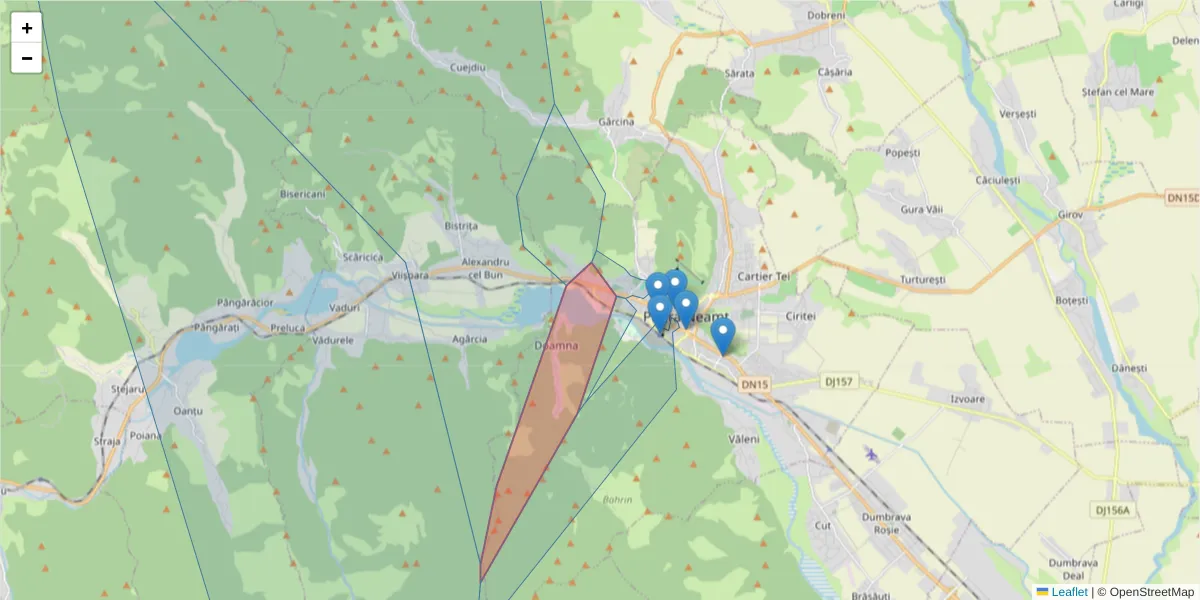 Hartă a codului poștal  și a codurilor poștale învecinate