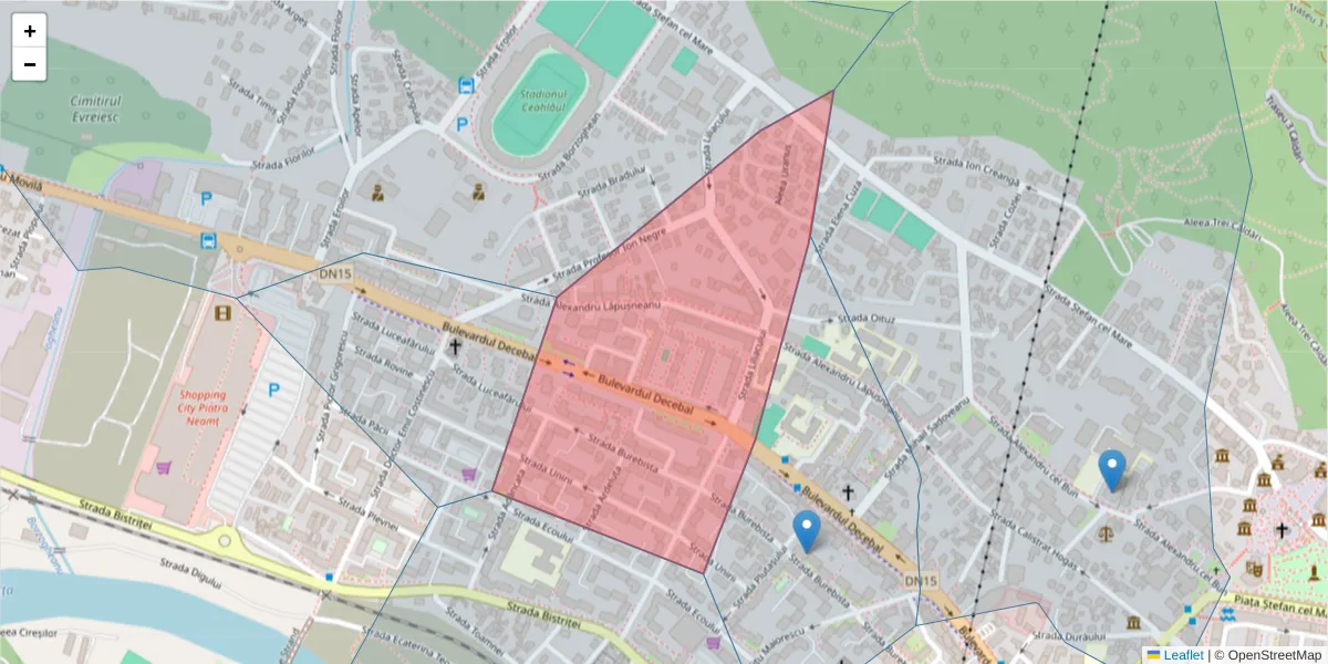 Hartă a codului poștal  și a codurilor poștale învecinate