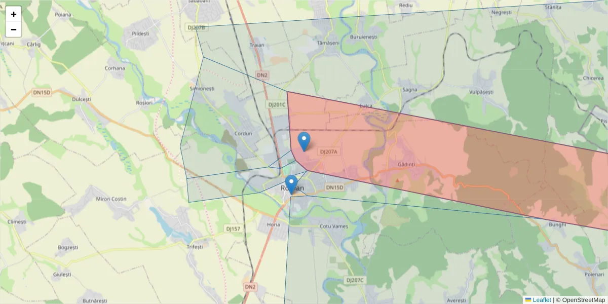 Hartă a codului poștal  și a codurilor poștale învecinate