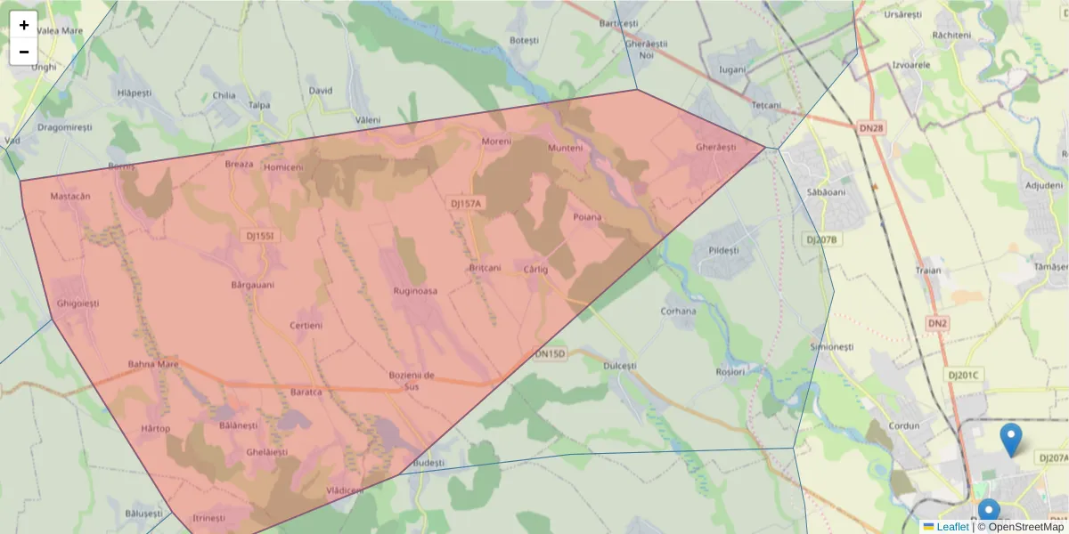Hartă a codului poștal  și a codurilor poștale învecinate