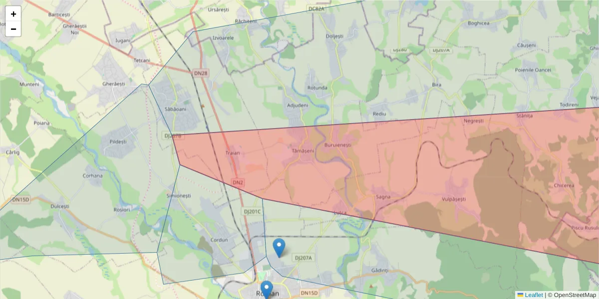 Hartă a codului poștal  și a codurilor poștale învecinate