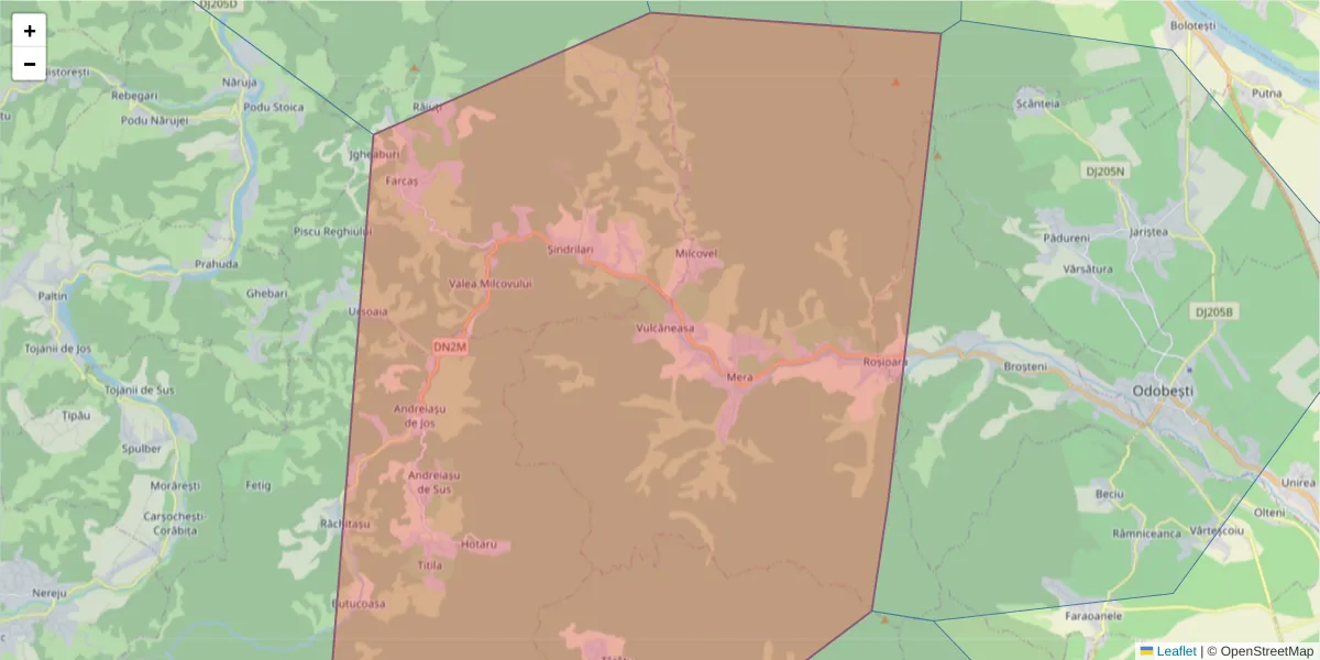 Hartă a codului poștal  și a codurilor poștale învecinate