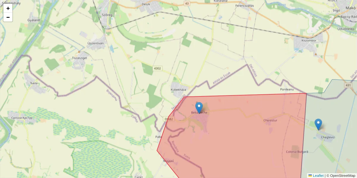 Hartă a codului poștal  și a codurilor poștale învecinate