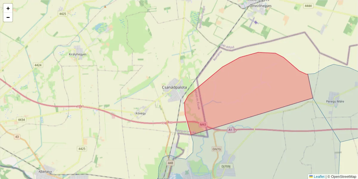 Hartă a codului poștal  și a codurilor poștale învecinate