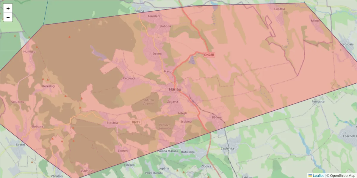 Hartă a codului poștal  și a codurilor poștale învecinate