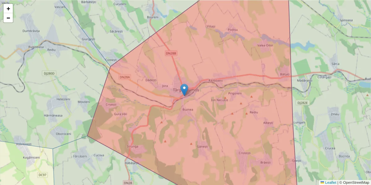 Hartă a codului poștal  și a codurilor poștale învecinate