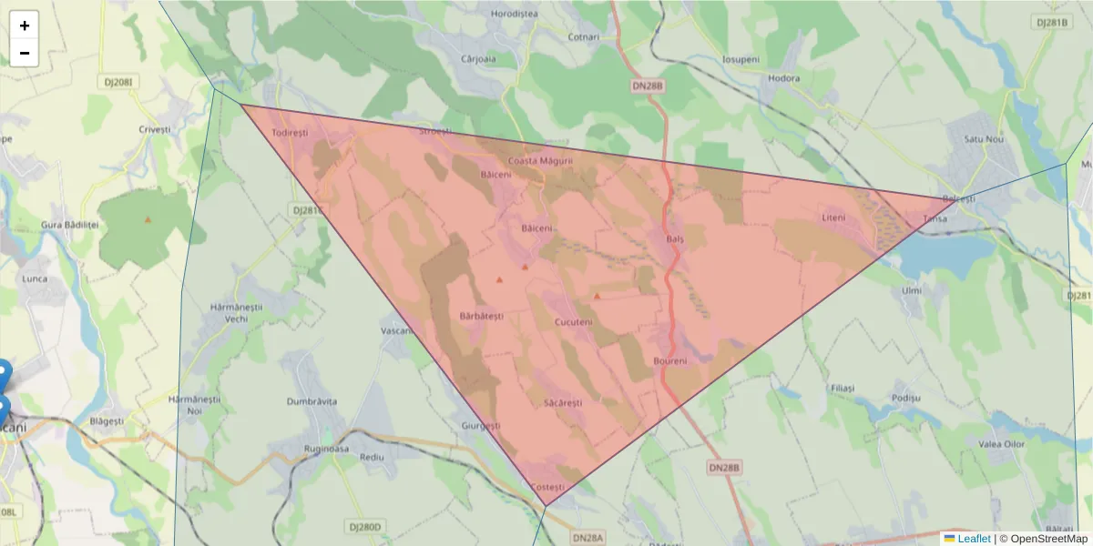 Hartă a codului poștal  și a codurilor poștale învecinate