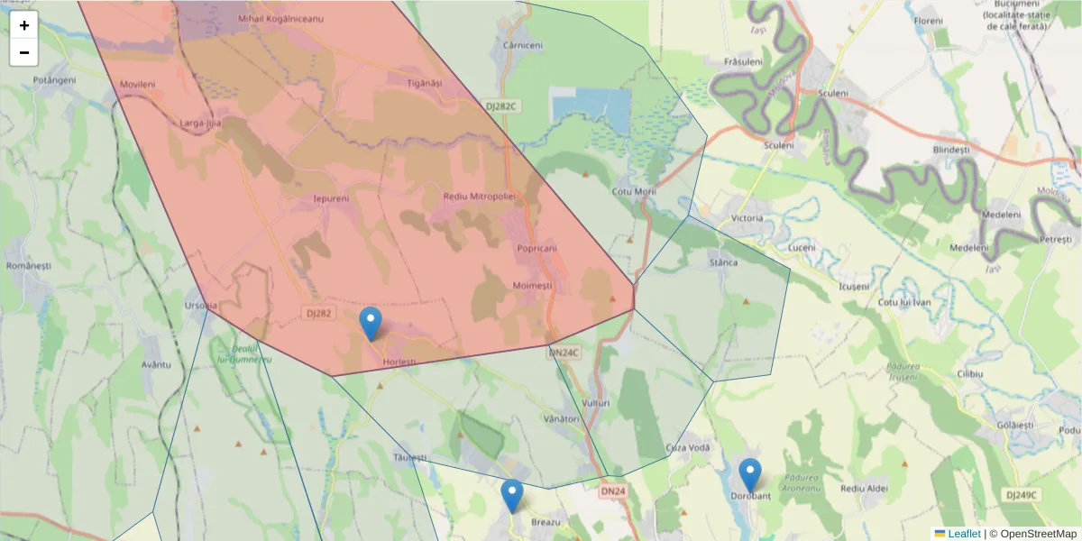 Hartă a codului poștal  și a codurilor poștale învecinate