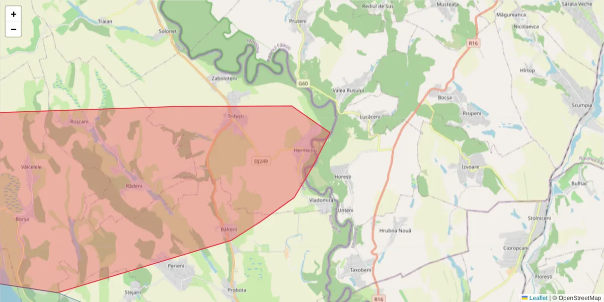 Hartă a codului poștal  și a codurilor poștale învecinate
