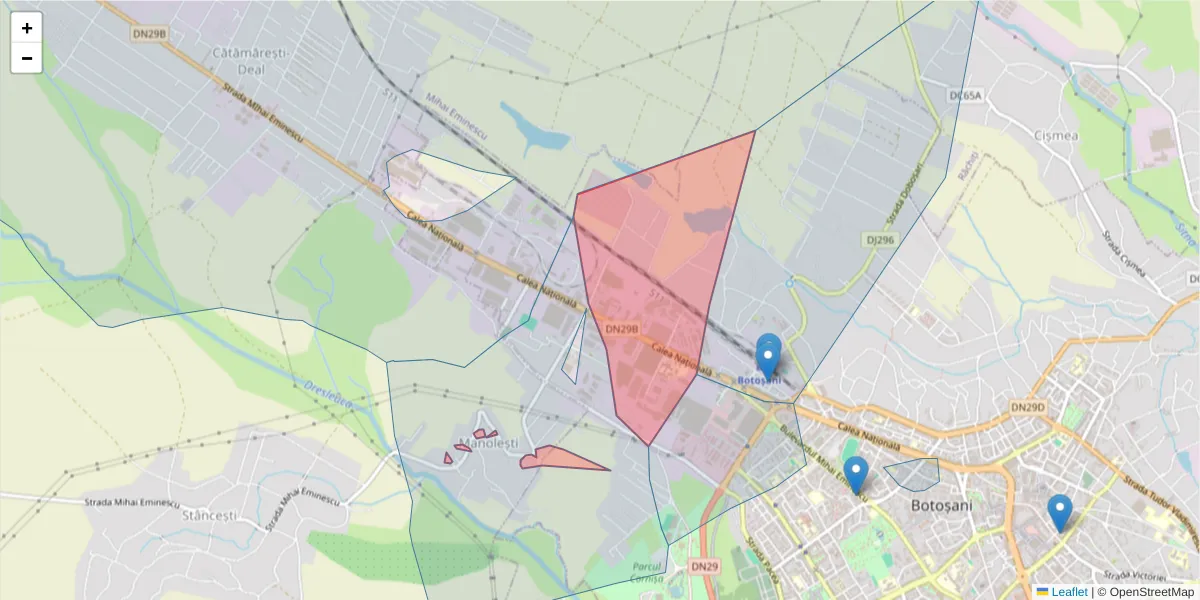 Hartă a codului poștal  și a codurilor poștale învecinate