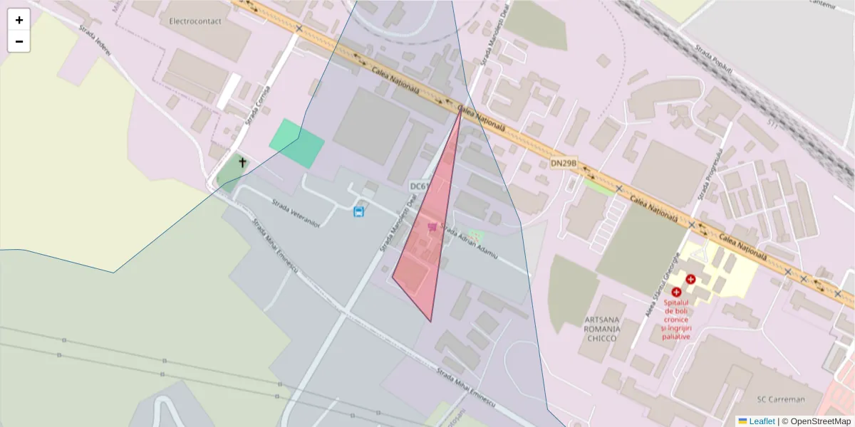 Hartă a codului poștal  și a codurilor poștale învecinate