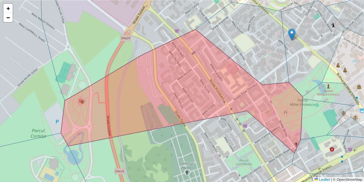 Hartă a codului poștal  și a codurilor poștale învecinate