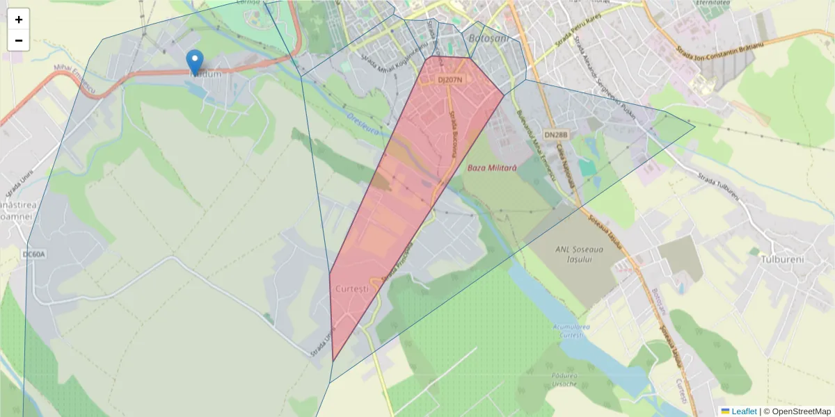 Hartă a codului poștal  și a codurilor poștale învecinate
