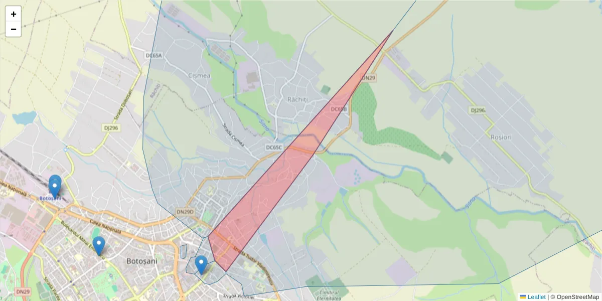 Hartă a codului poștal  și a codurilor poștale învecinate