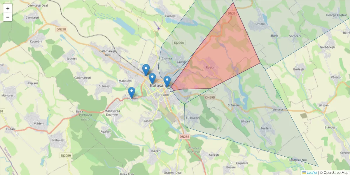 Hartă a codului poștal  și a codurilor poștale învecinate