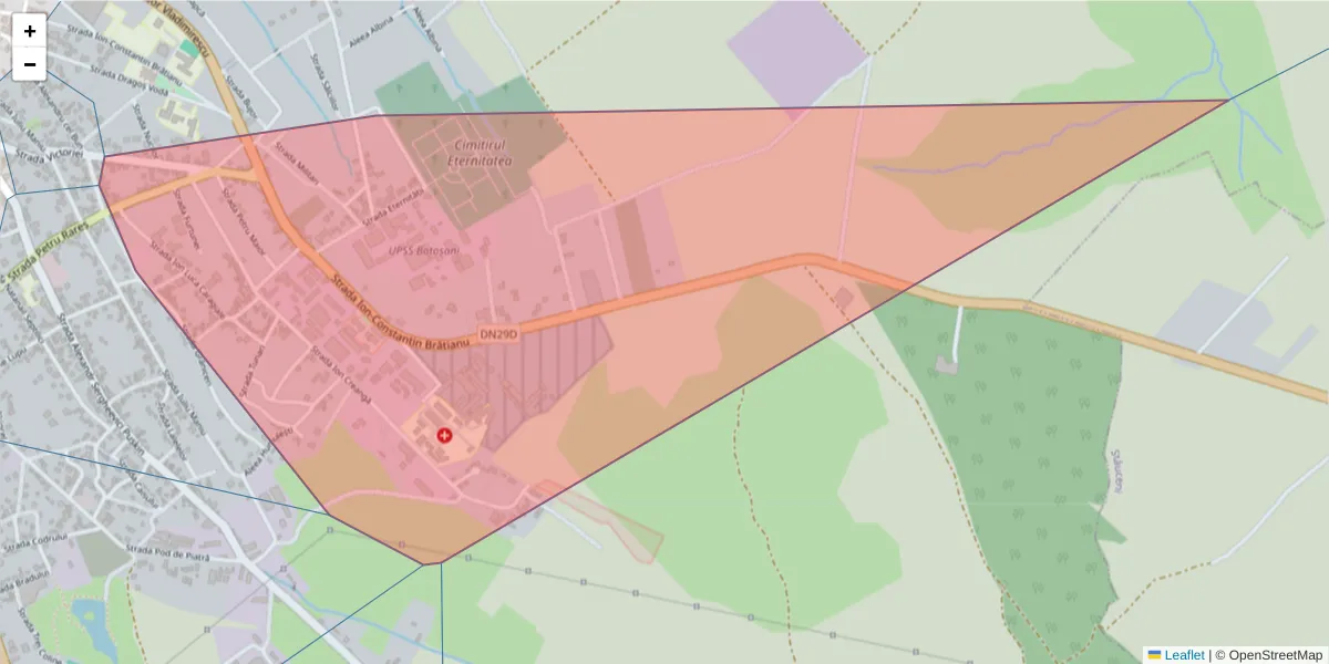 Hartă a codului poștal  și a codurilor poștale învecinate