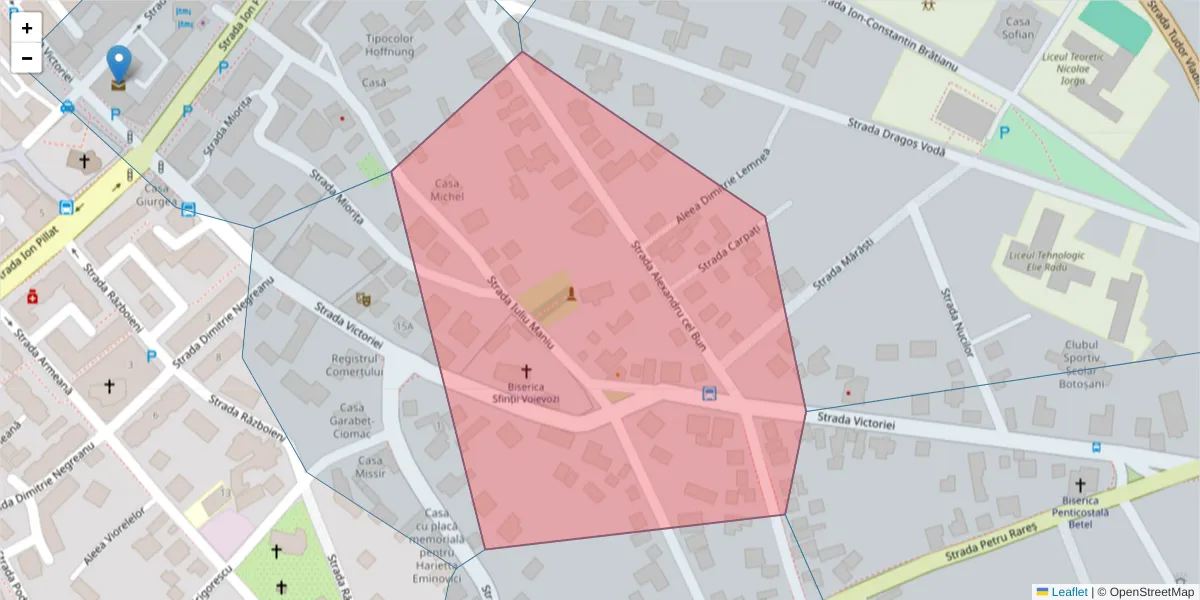 Hartă a codului poștal  și a codurilor poștale învecinate