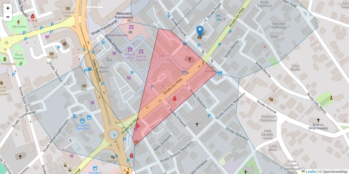 Hartă a codului poștal  și a codurilor poștale învecinate