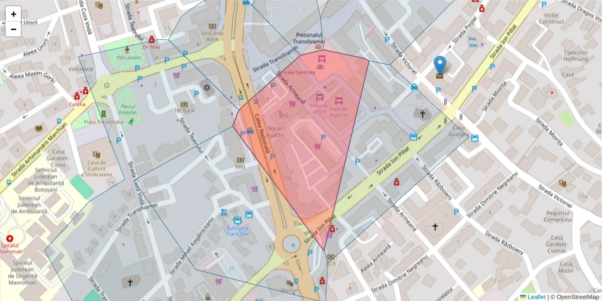 Hartă a codului poștal  și a codurilor poștale învecinate