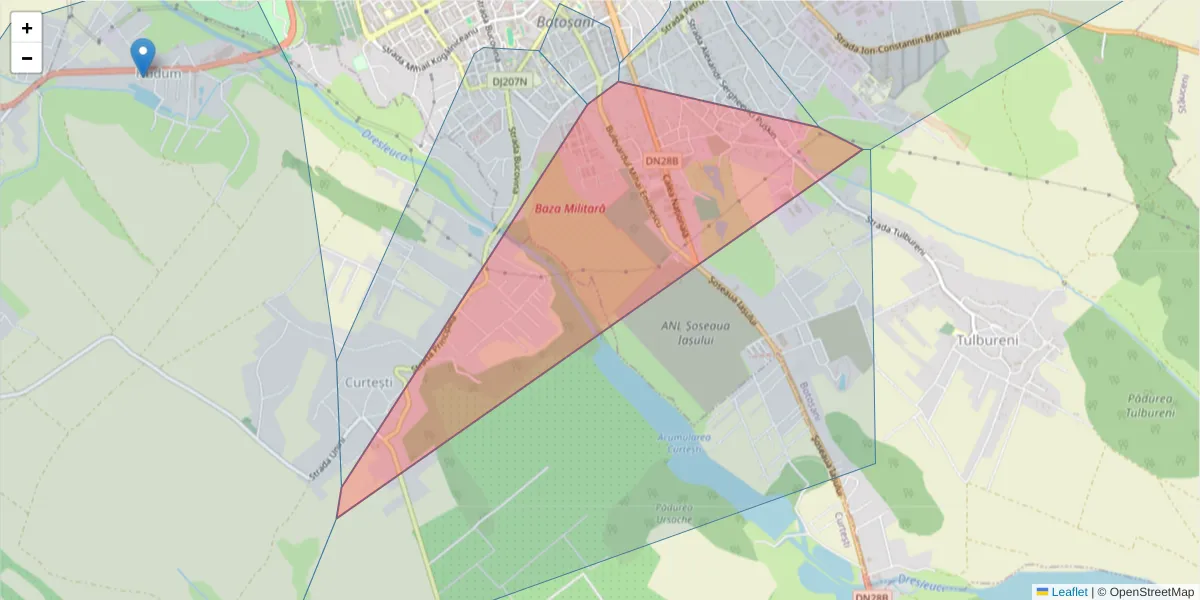 Hartă a codului poștal  și a codurilor poștale învecinate