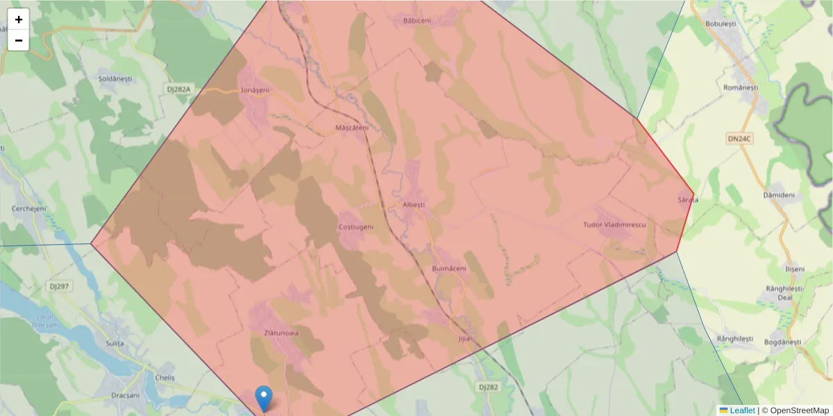 Hartă a codului poștal  și a codurilor poștale învecinate