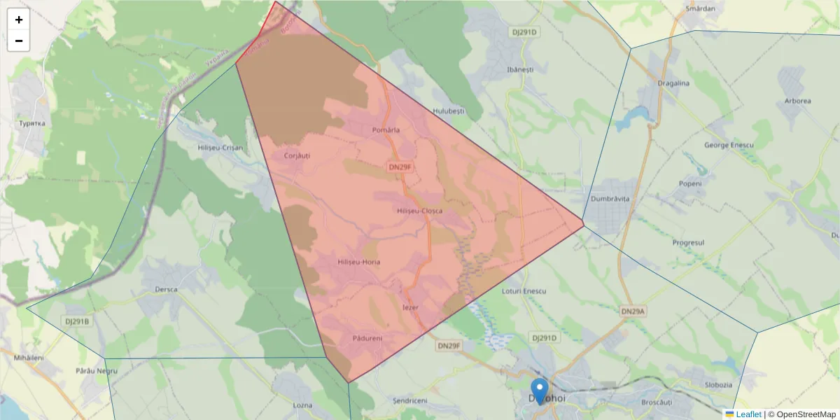 Hartă a codului poștal  și a codurilor poștale învecinate