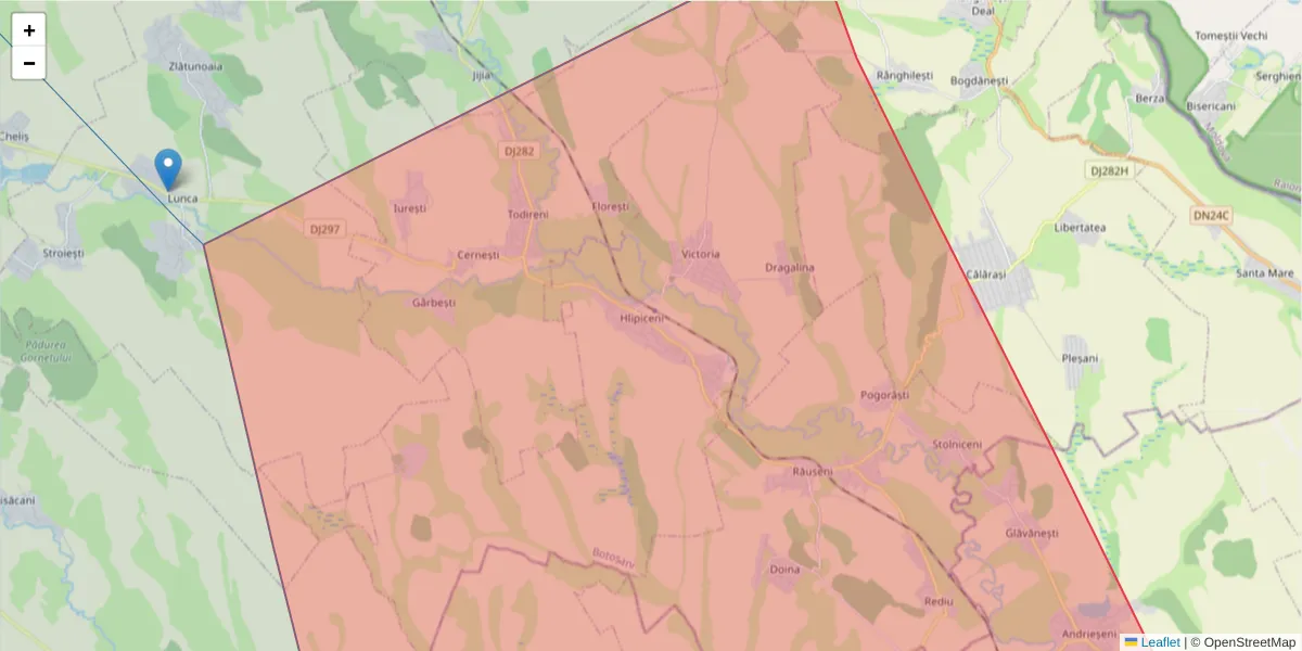 Hartă a codului poștal  și a codurilor poștale învecinate