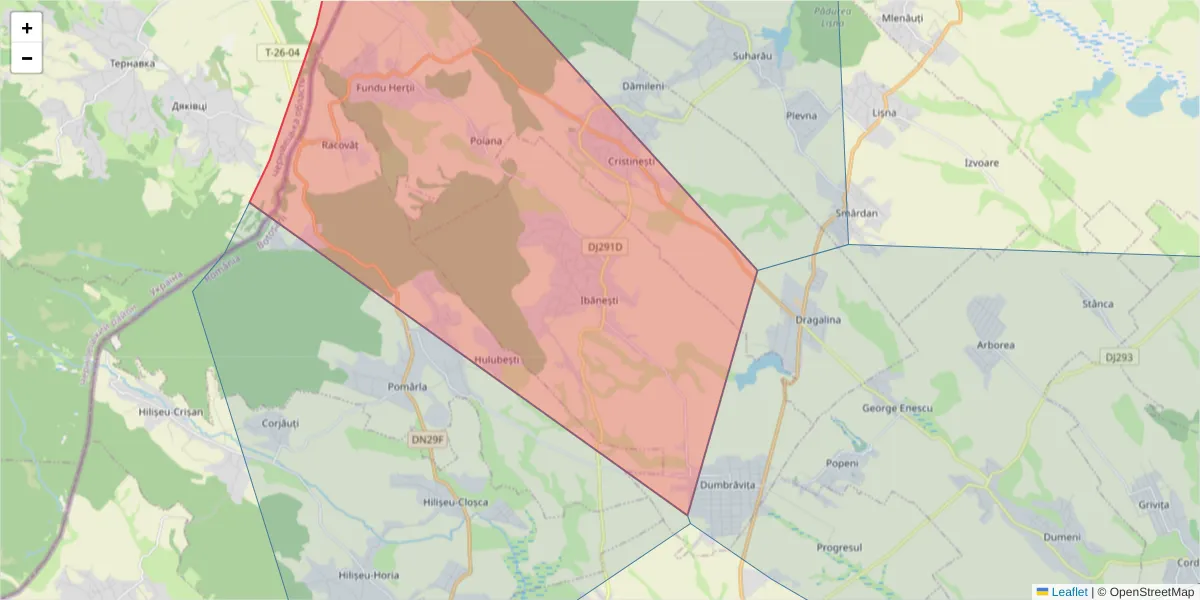 Hartă a codului poștal  și a codurilor poștale învecinate