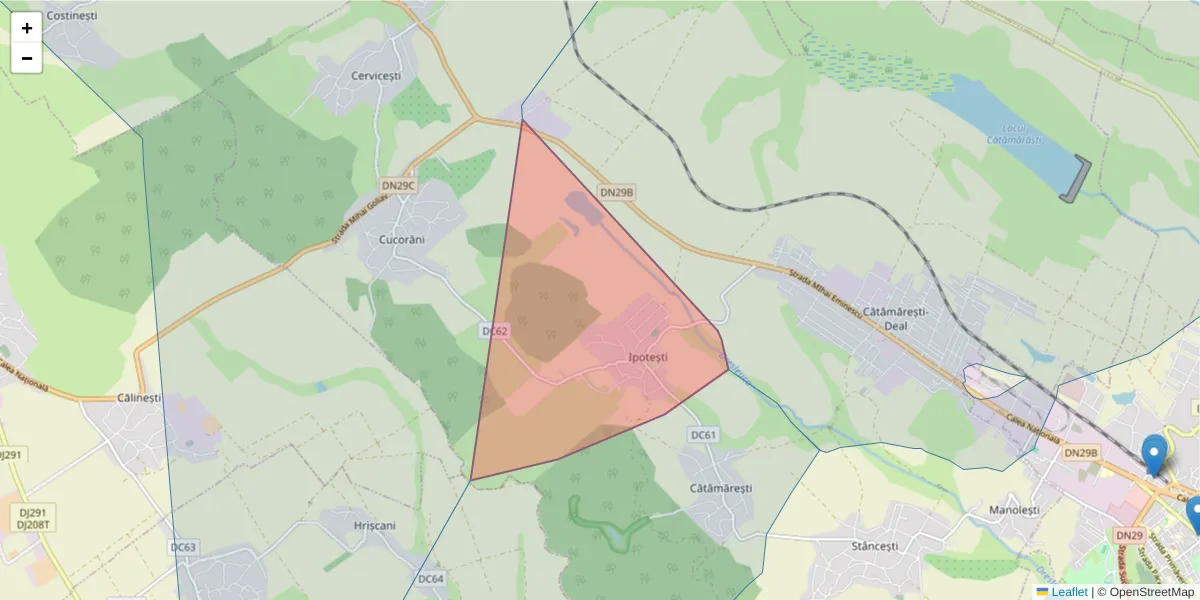 Hartă a codului poștal  și a codurilor poștale învecinate