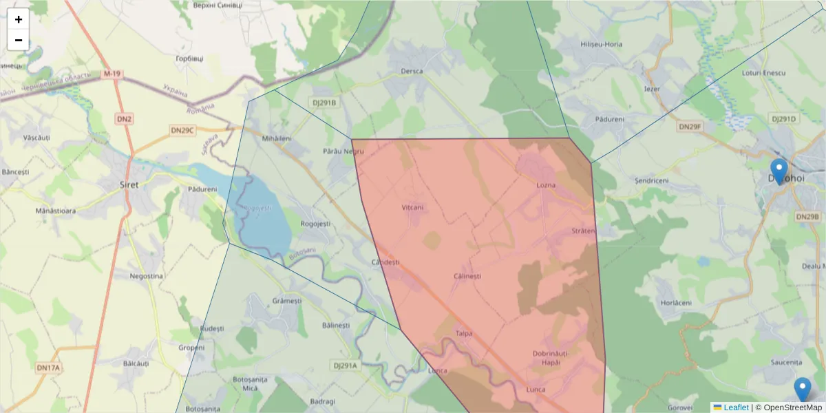 Hartă a codului poștal  și a codurilor poștale învecinate