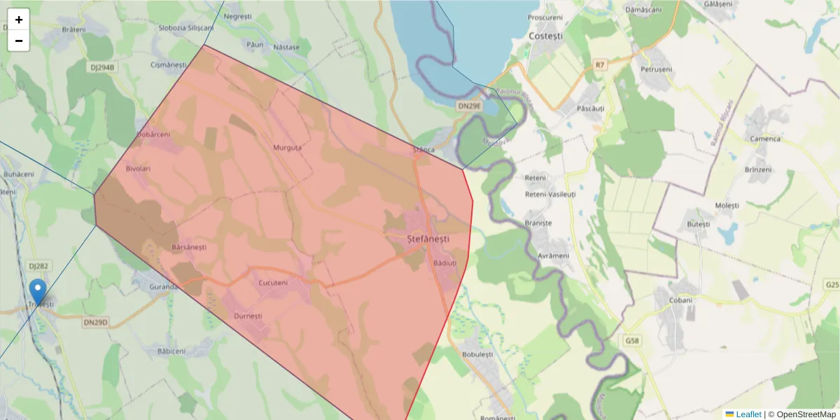 Hartă a codului poștal  și a codurilor poștale învecinate