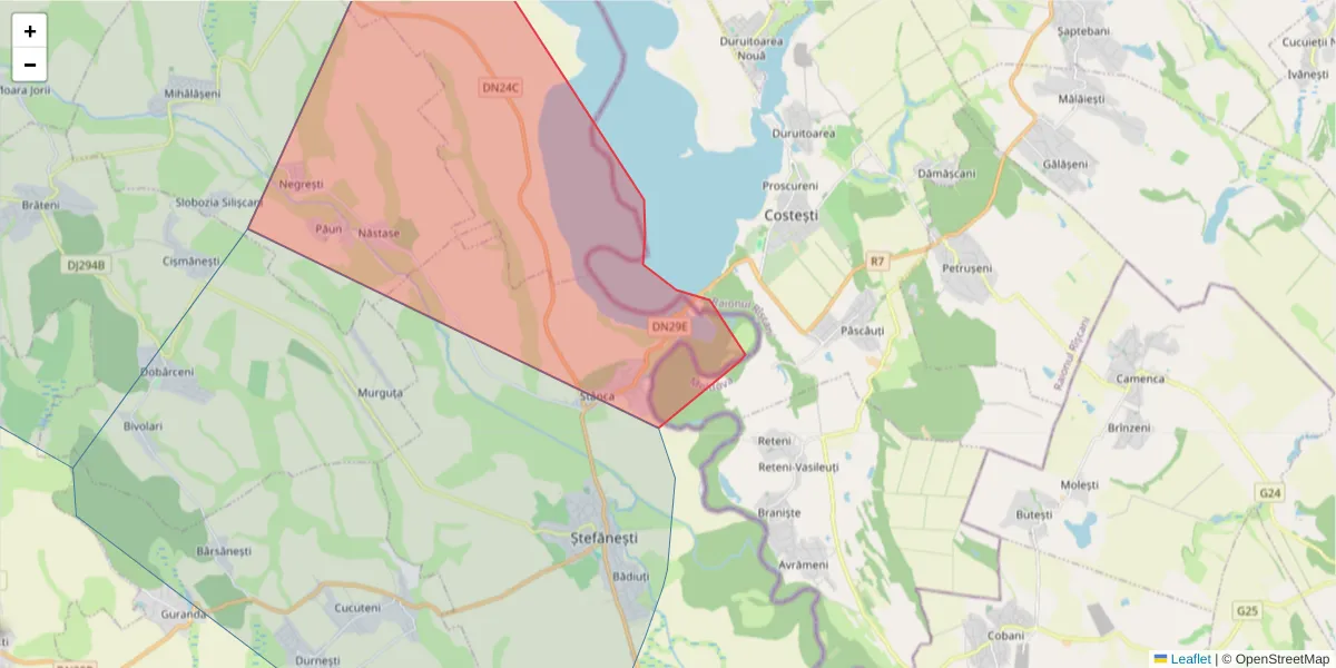 Hartă a codului poștal  și a codurilor poștale învecinate