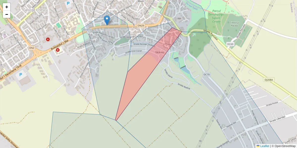 Hartă a codului poștal  și a codurilor poștale învecinate