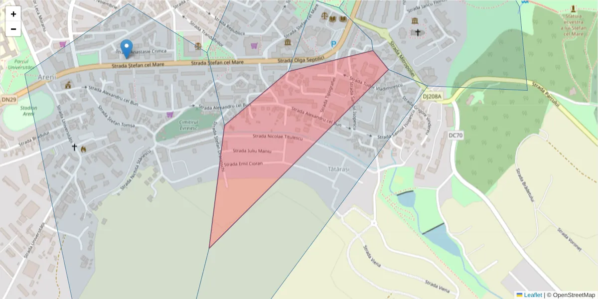 Hartă a codului poștal  și a codurilor poștale învecinate