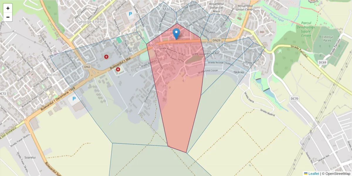 Hartă a codului poștal  și a codurilor poștale învecinate