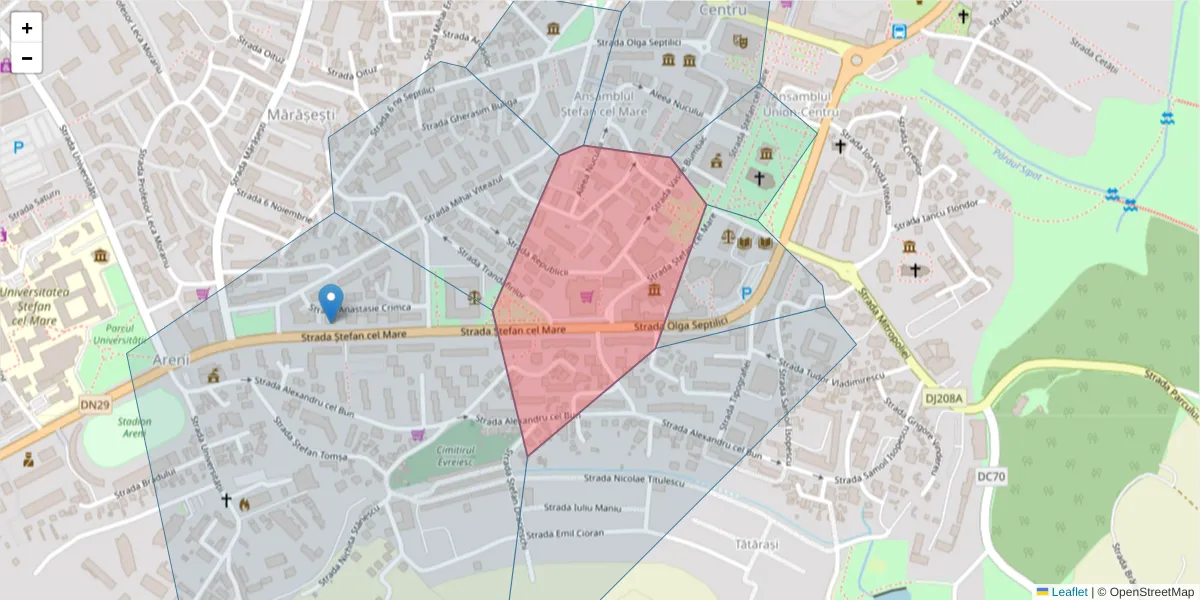 Hartă a codului poștal  și a codurilor poștale învecinate