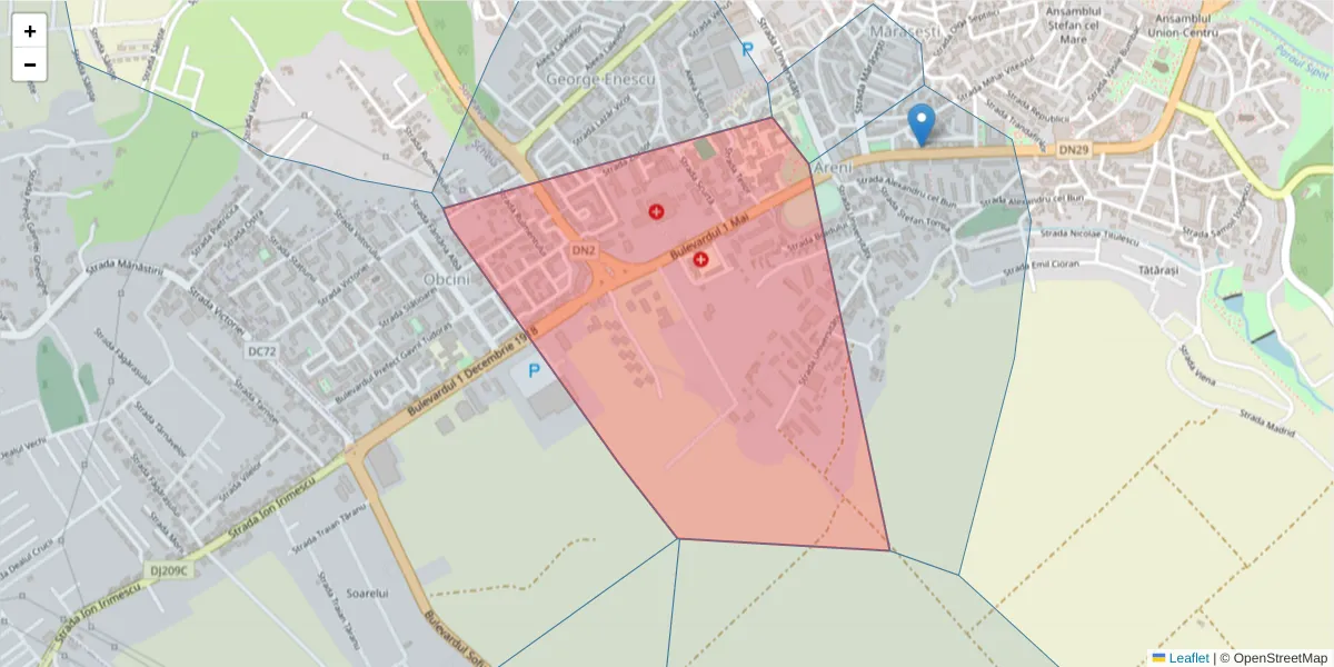 Hartă a codului poștal  și a codurilor poștale învecinate