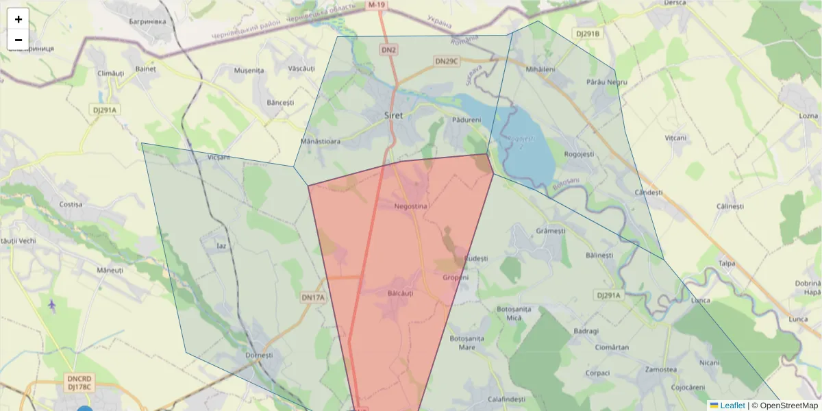 Hartă a codului poștal  și a codurilor poștale învecinate