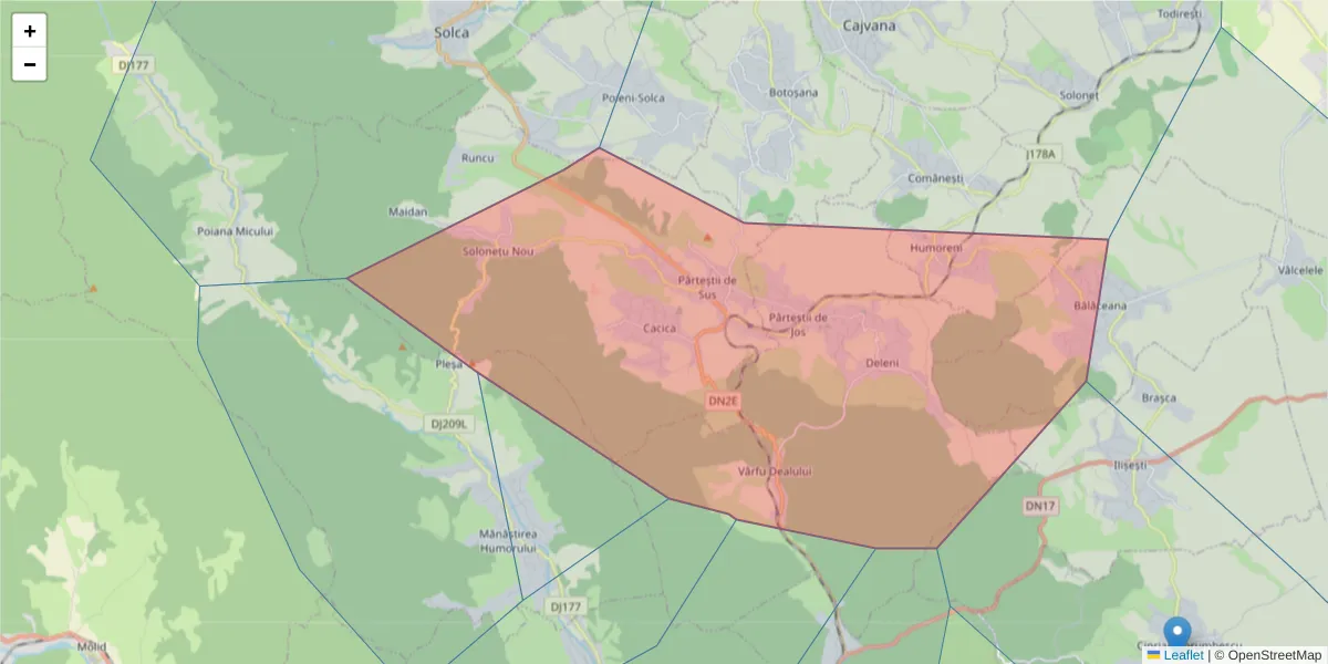 Hartă a codului poștal  și a codurilor poștale învecinate