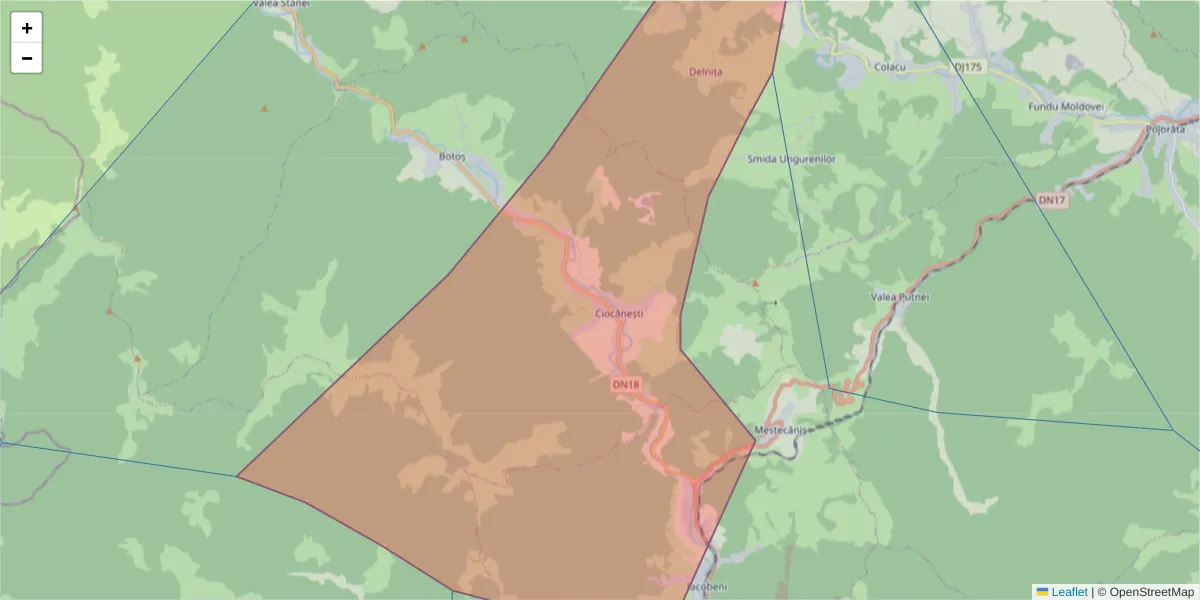 Hartă a codului poștal  și a codurilor poștale învecinate