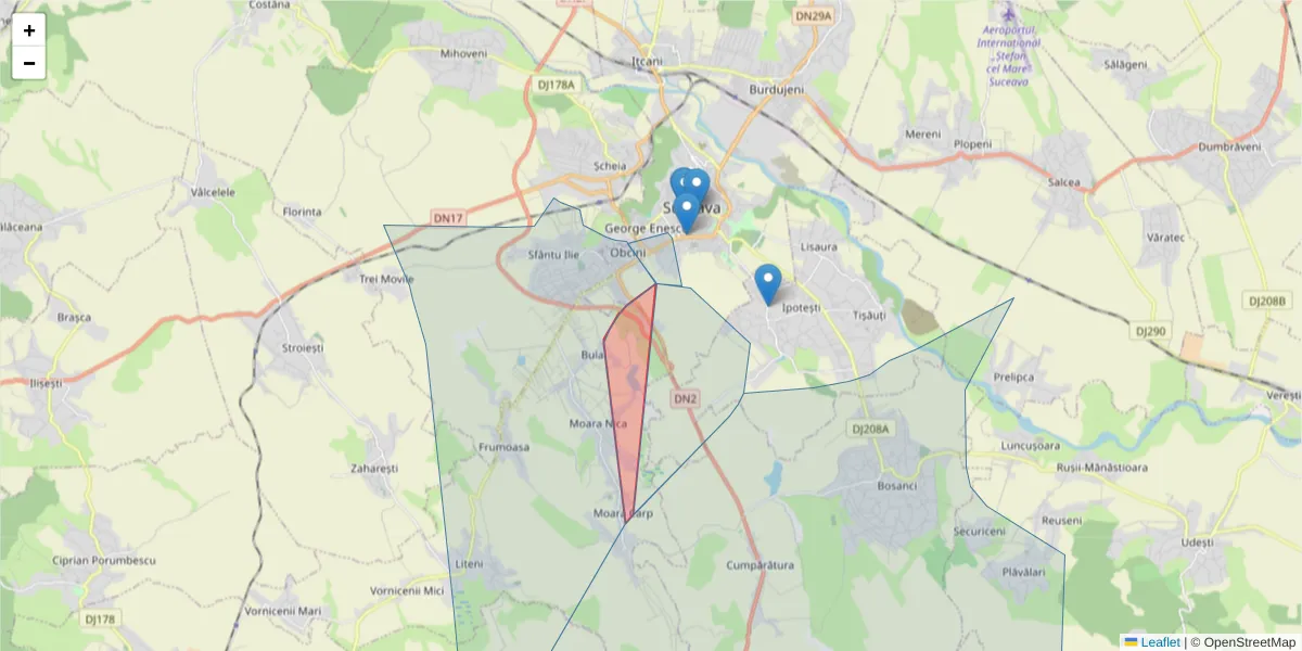 Hartă a codului poștal  și a codurilor poștale învecinate