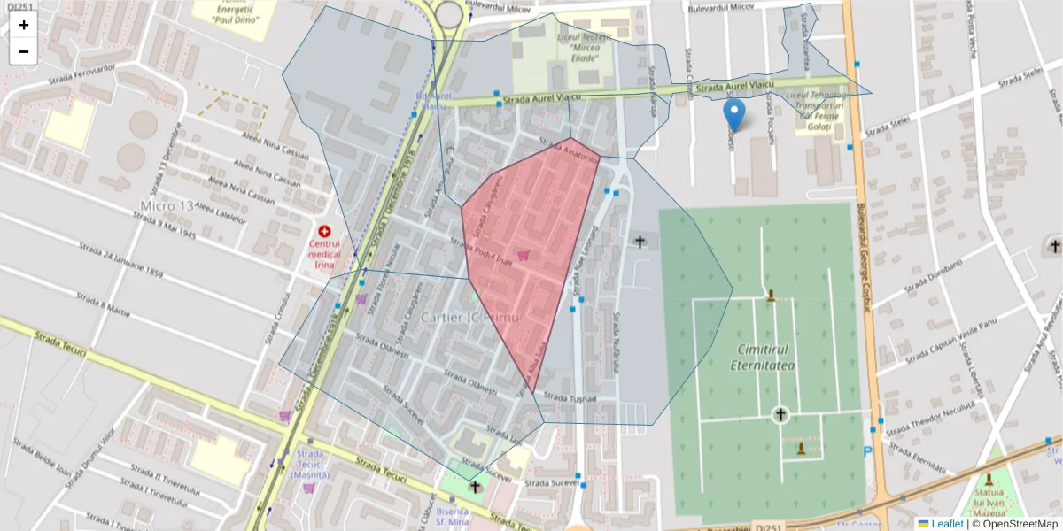 Hartă a codului poștal  și a codurilor poștale învecinate