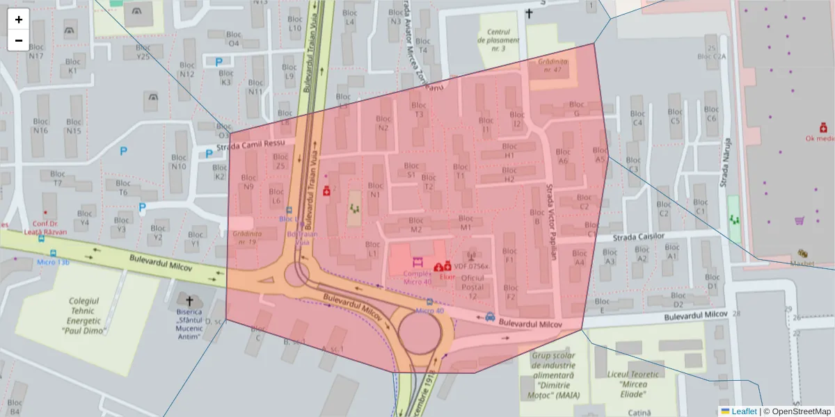 Hartă a codului poștal  și a codurilor poștale învecinate