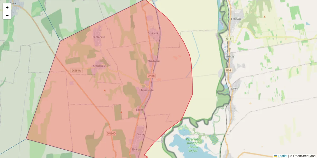 Hartă a codului poștal  și a codurilor poștale învecinate